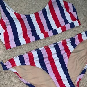 Festive Striped Bikini Set